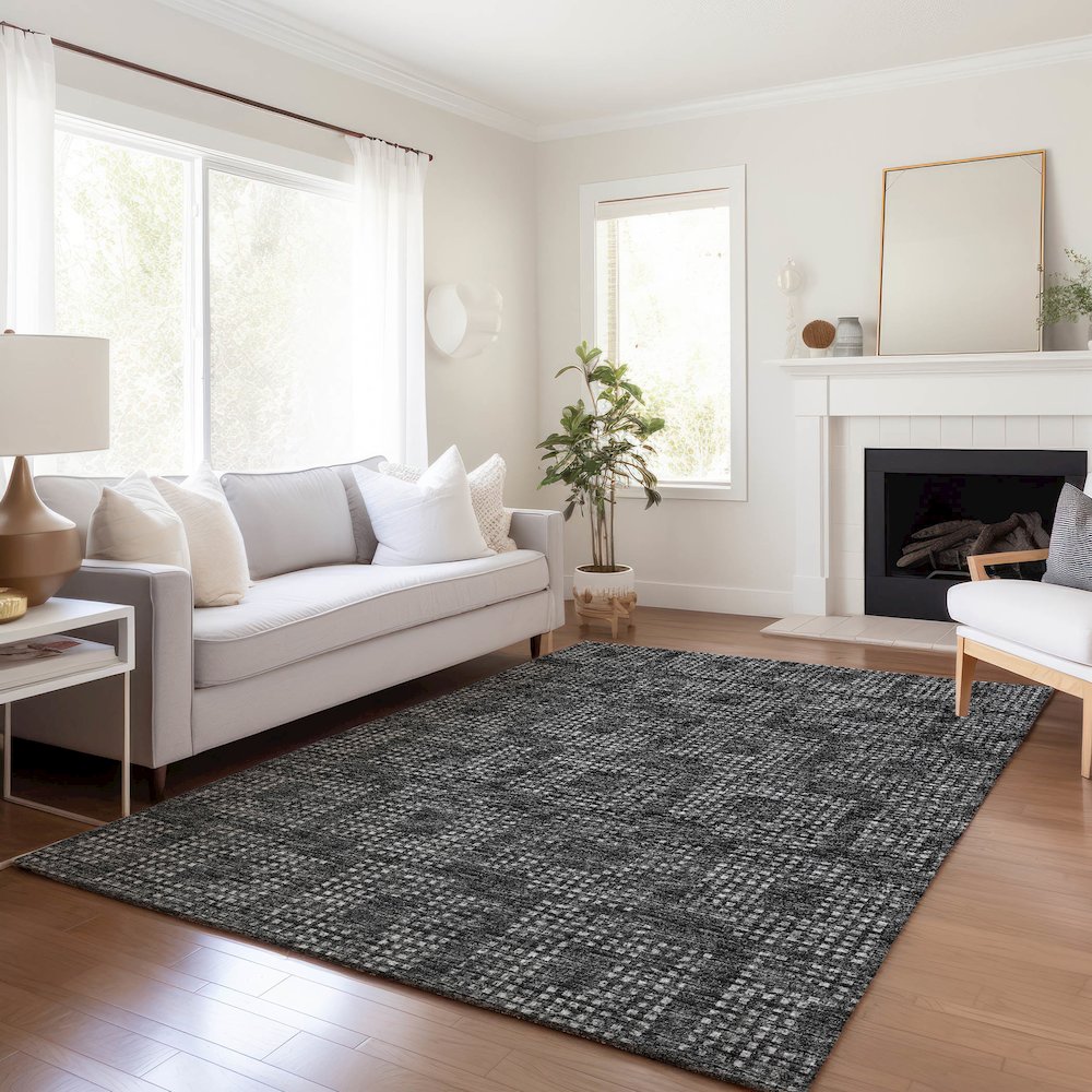 Premium Machine Washable Mayfield  Black 9' x 12' Rug. Picture 6