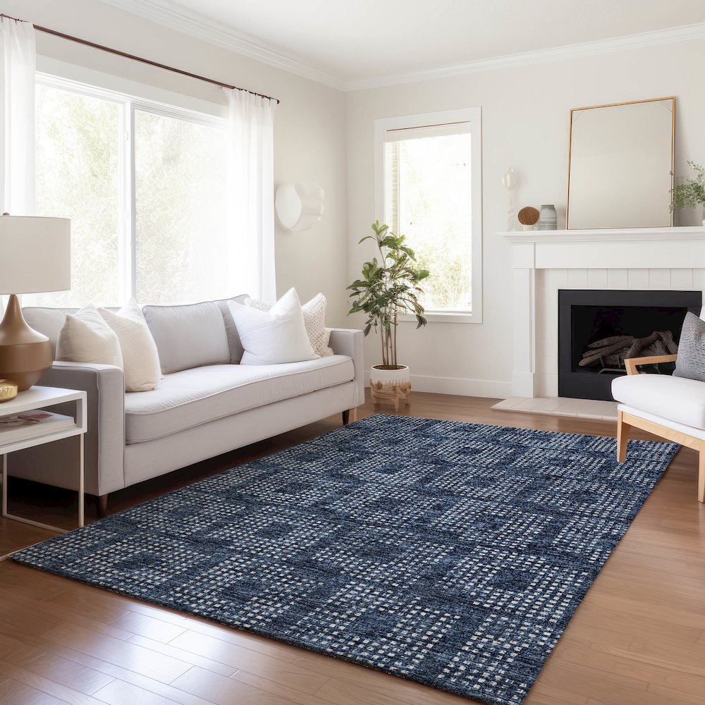 Premium Machine Washable Mayfield  Blue 9' x 12' Rug. Picture 6