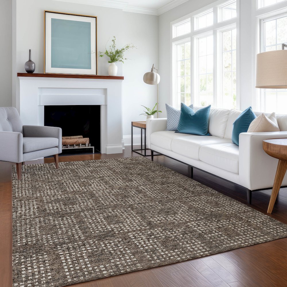 Premium Machine Washable Mayfield  Brown 9' x 12' Rug. Picture 5