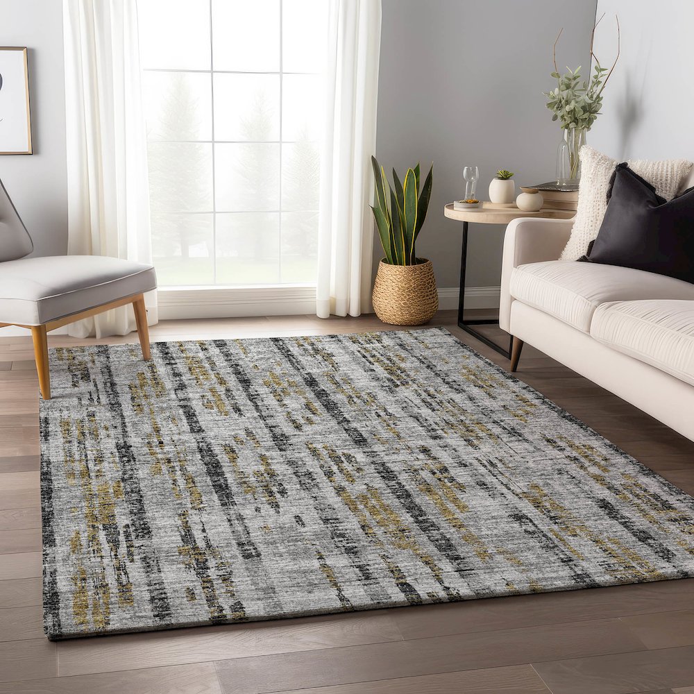 Premium Machine Washable Mayfield  Silver 9' x 12' Rug. Picture 5