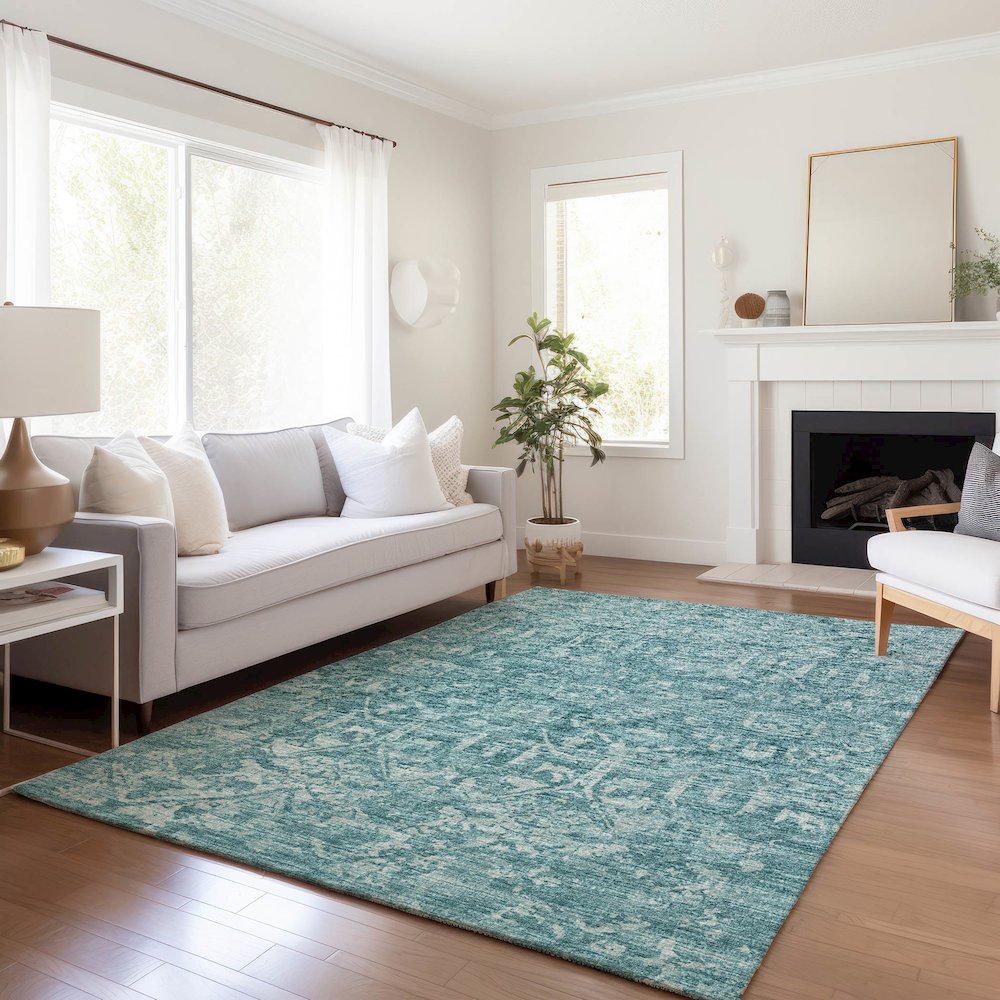 Premium Machine Washable Mayfield  Blue 9' x 12' Rug. Picture 6
