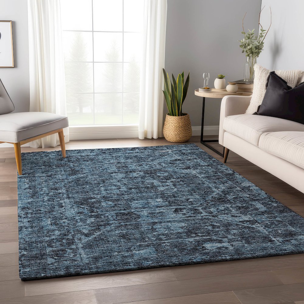 Premium Machine Washable Mayfield  Navy 9' x 12' Rug. Picture 5