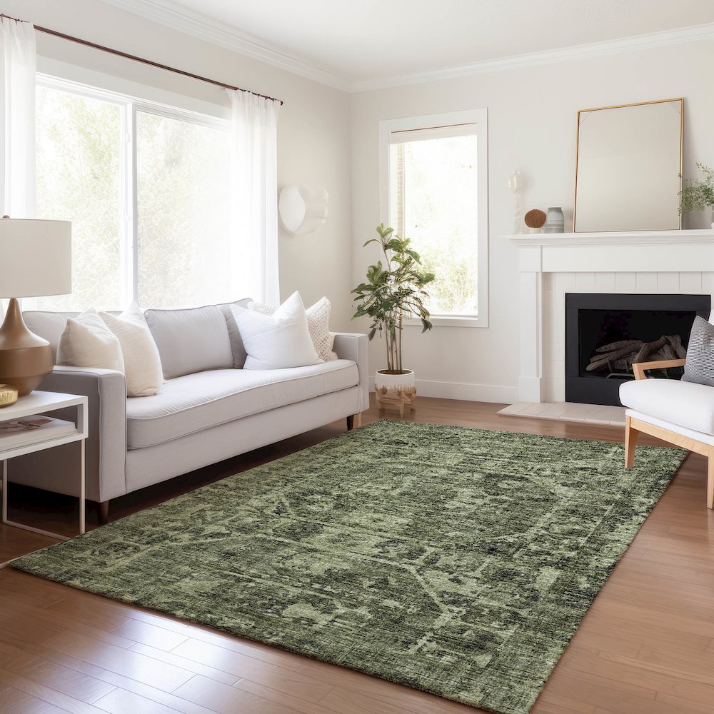 Premium Machine Washable Mayfield  Olive 9' x 12' Rug. Picture 6