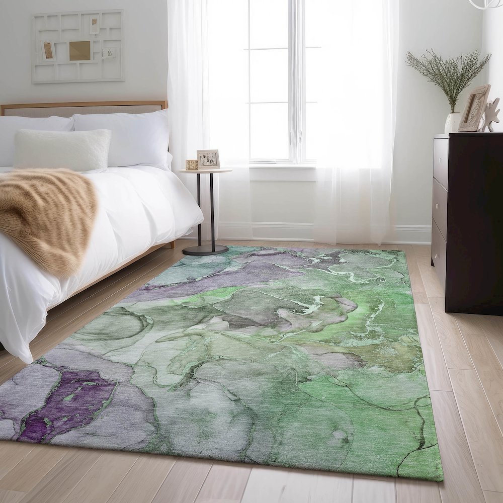 Premium Machine Washable Mayfield  Green 9' x 12' Rug. Picture 5