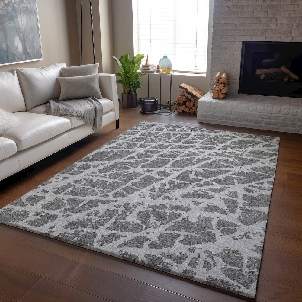 Premium Machine Washable Mayfield  Charcoal 9' x 12' Rug. Picture 6