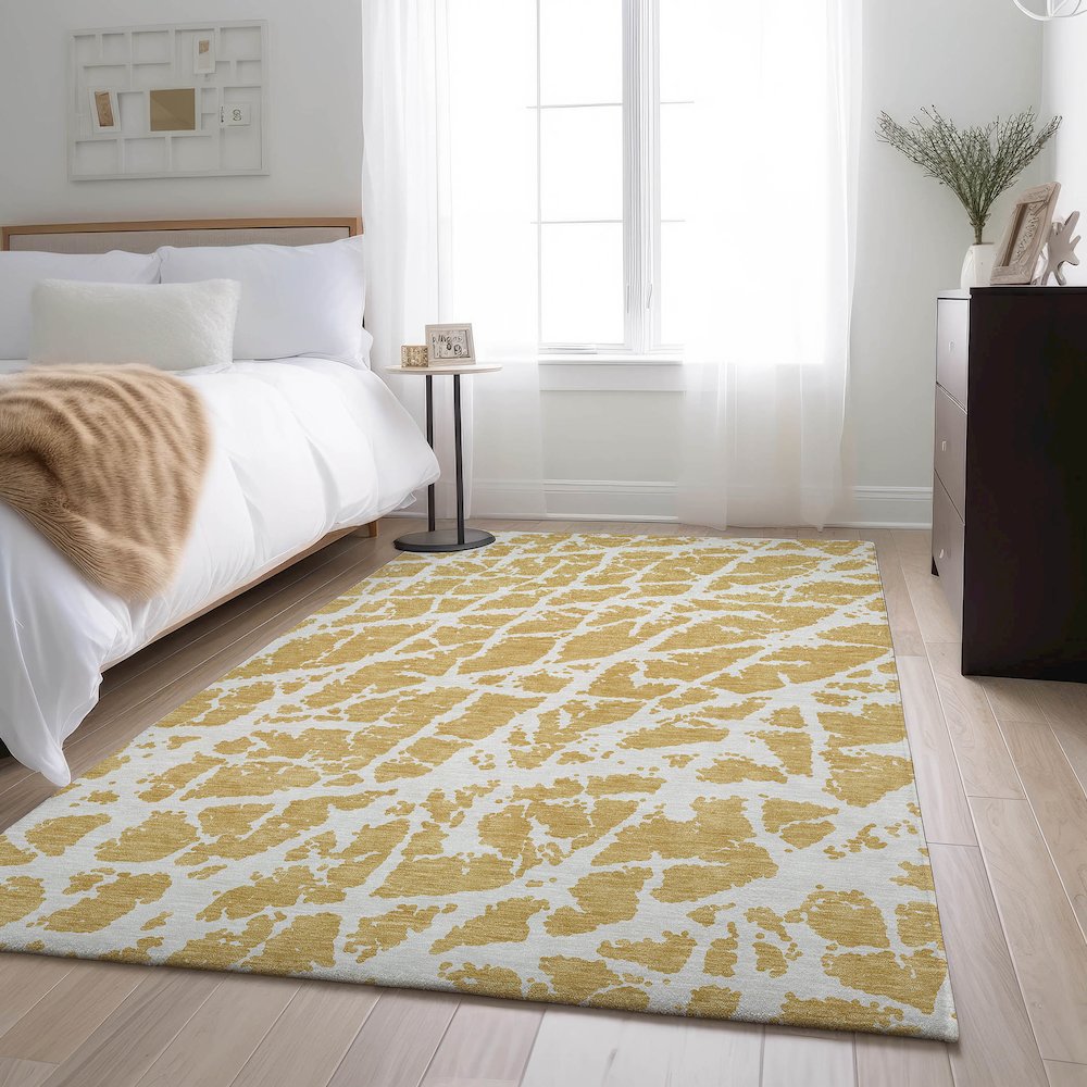 Premium Machine Washable Mayfield  Gold 9' x 12' Rug. Picture 5