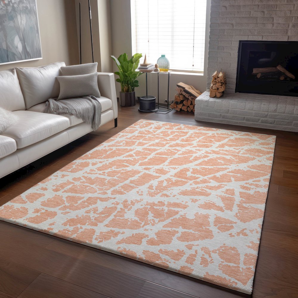 Premium Machine Washable Mayfield  Peach 9' x 12' Rug. Picture 6