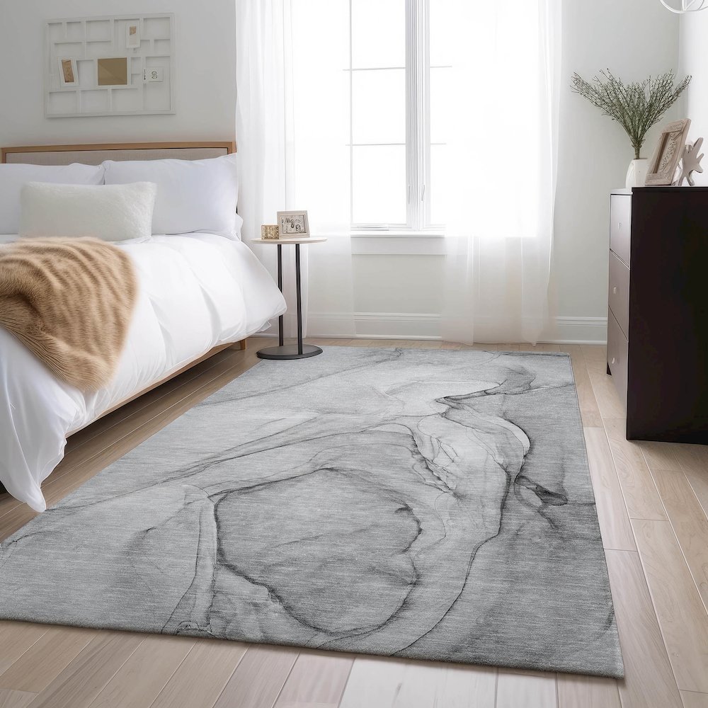 Premium Machine Washable Mayfield  Gray 9' x 12' Rug. Picture 5