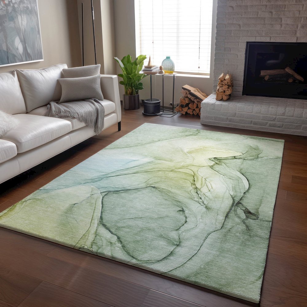 Premium Machine Washable Mayfield  Green 9' x 12' Rug. Picture 6