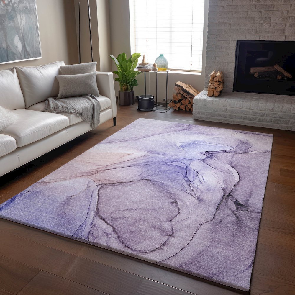 Premium Machine Washable Mayfield  Purple 9' x 12' Rug. Picture 6