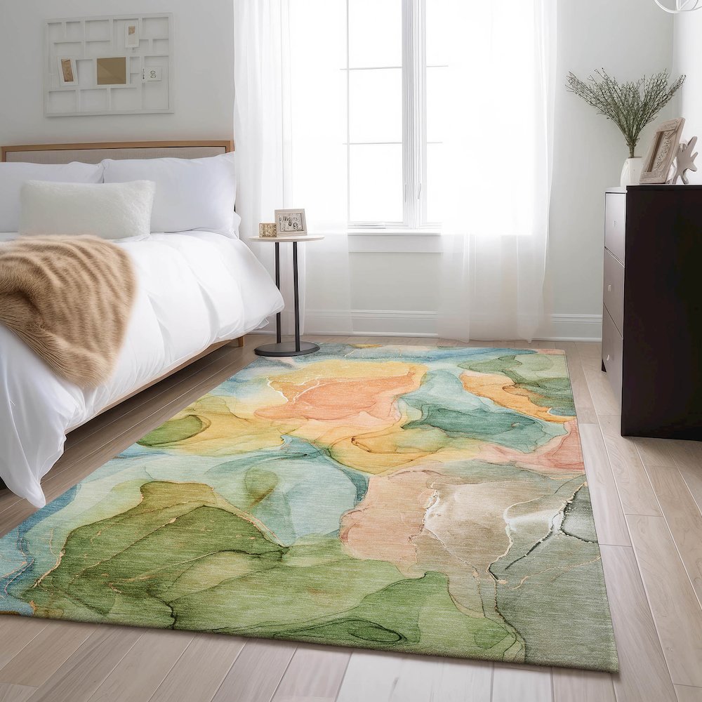 Premium Machine Washable Mayfield  Blue 9' x 12' Rug. Picture 5