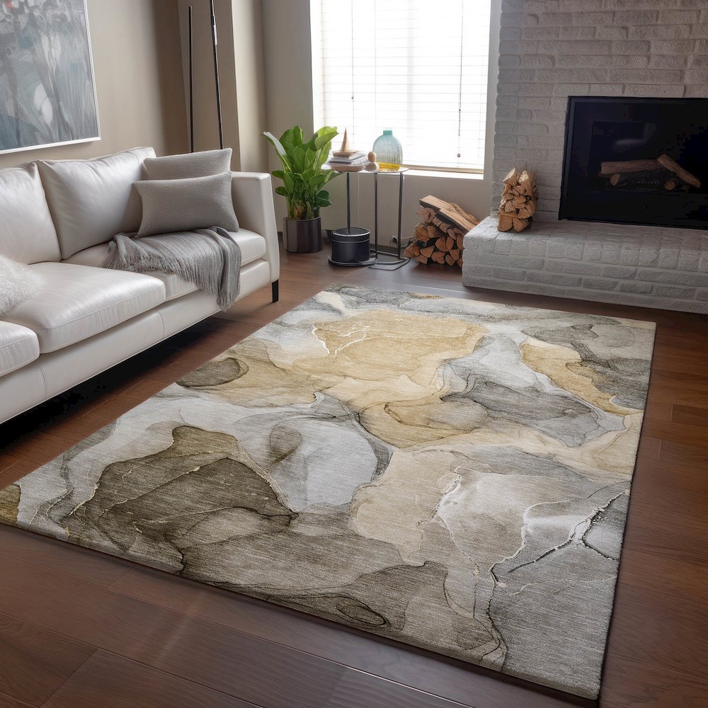 Premium Machine Washable Mayfield  Brown 9' x 12' Rug. Picture 6