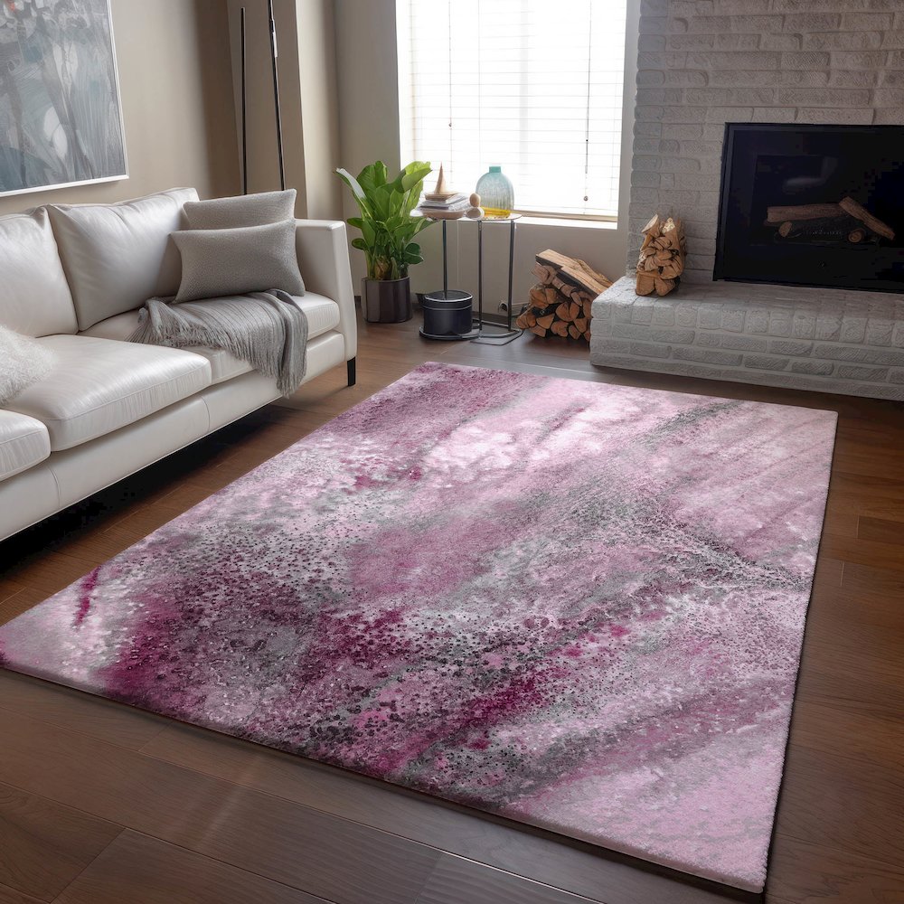 Premium Machine Washable Mayfield  Pink 9' x 12' Rug. Picture 6