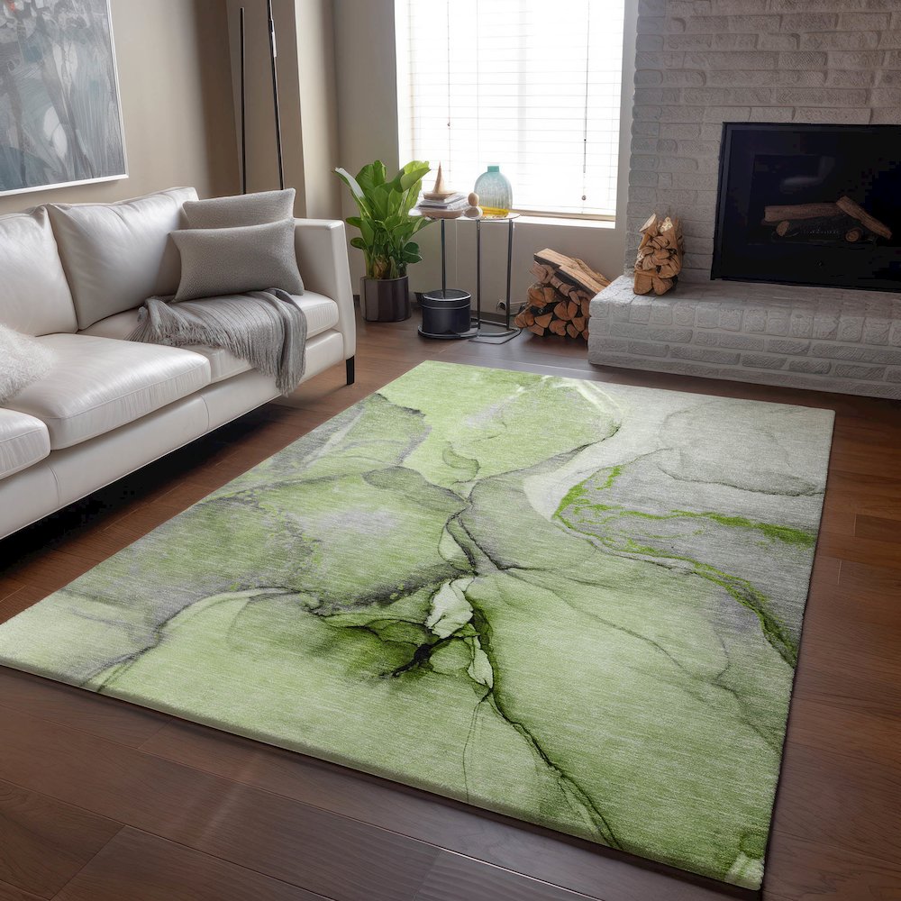 Premium Machine Washable Mayfield  Green 9' x 12' Rug. Picture 6