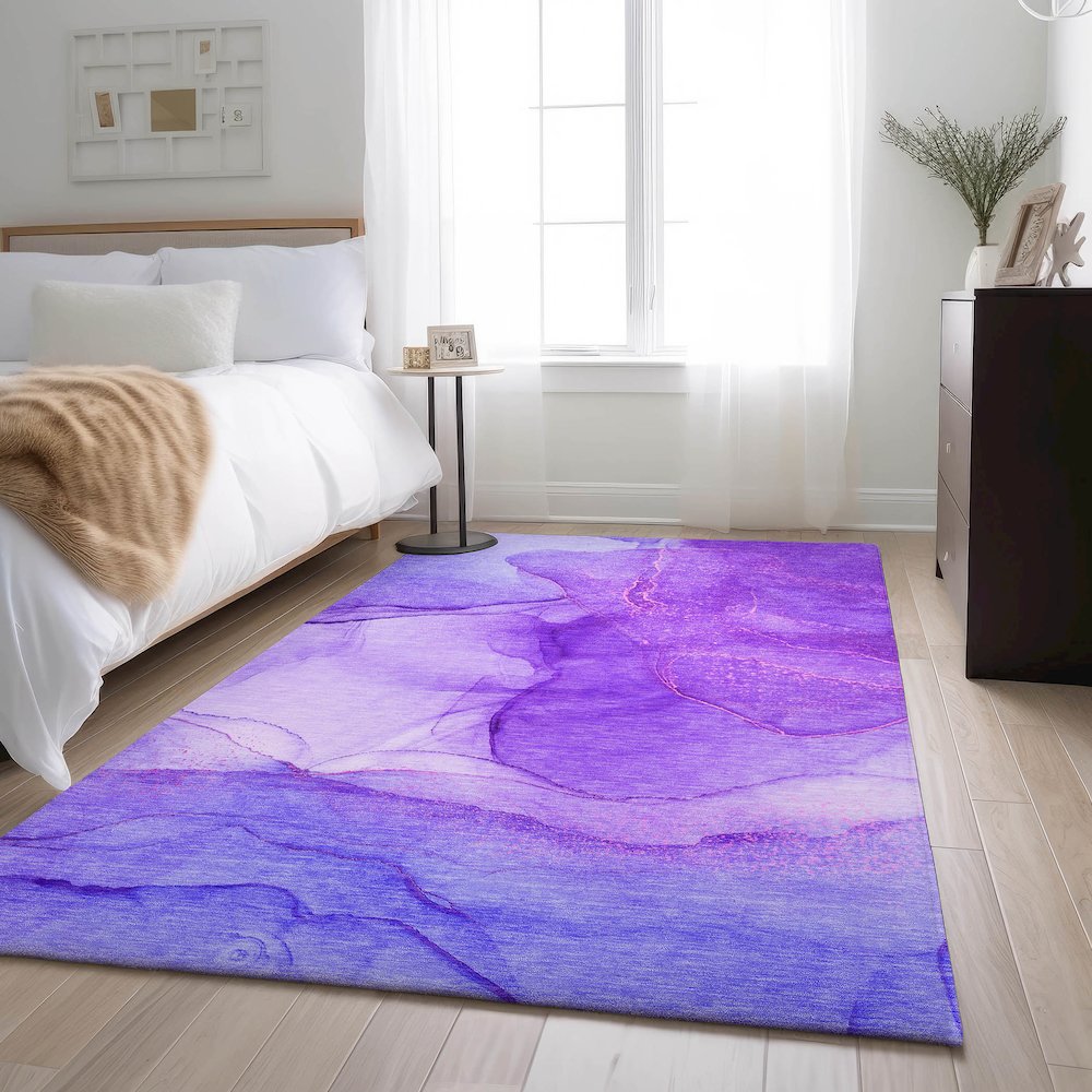 Premium Machine Washable Mayfield  Purple 9' x 12' Rug. Picture 5