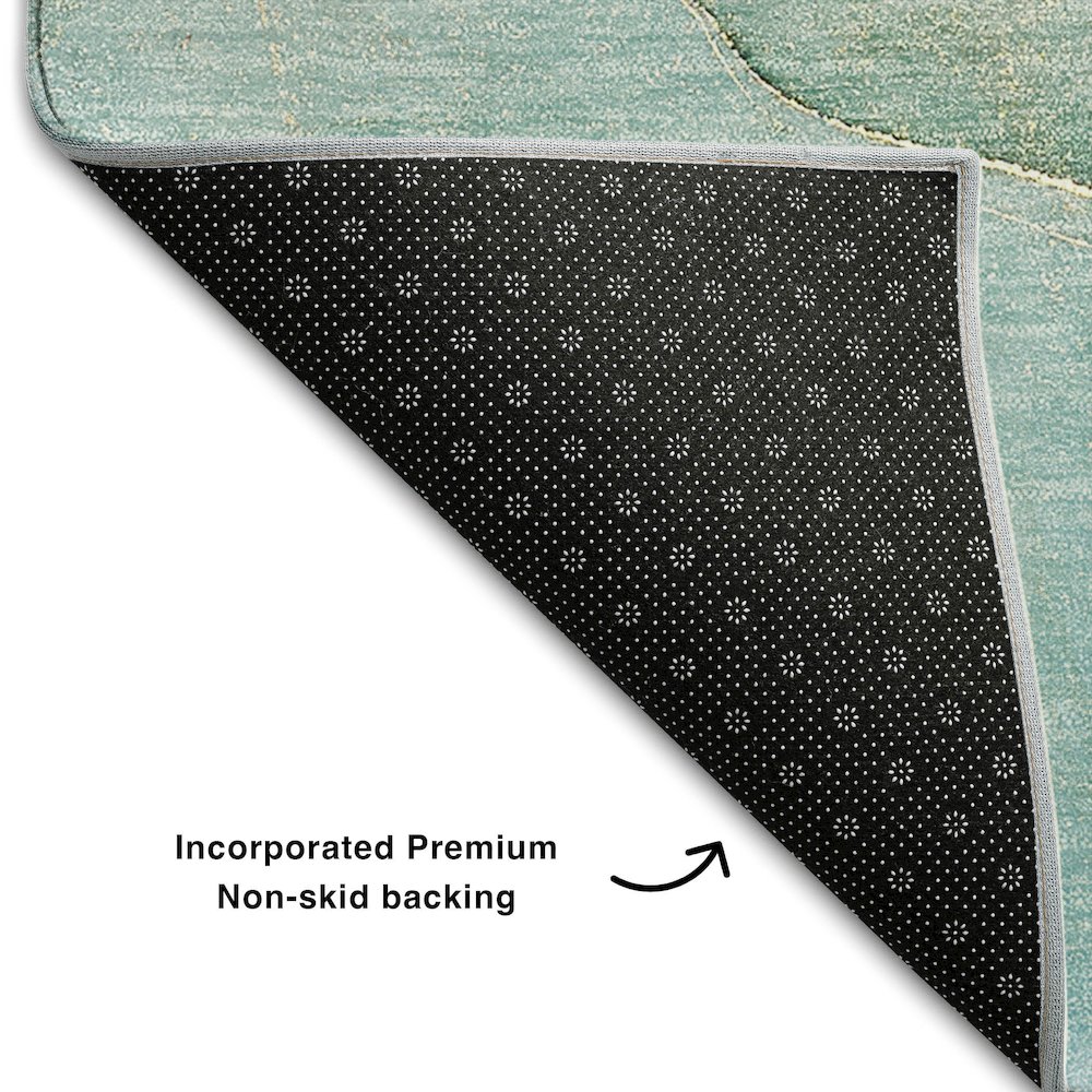 Premium Machine Washable Mayfield  Green 5' x 7'6" Rug. Picture 2