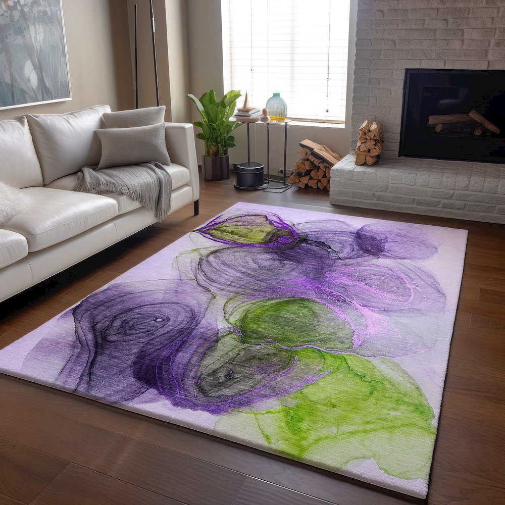 Premium Machine Washable Mayfield  Purple 9' x 12' Rug. Picture 6