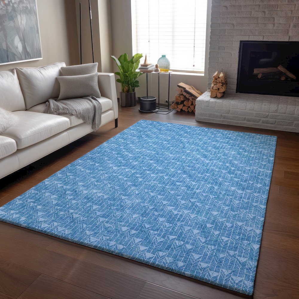 Premium Machine Washable Mayfield  Blue 9' x 12' Rug. Picture 6
