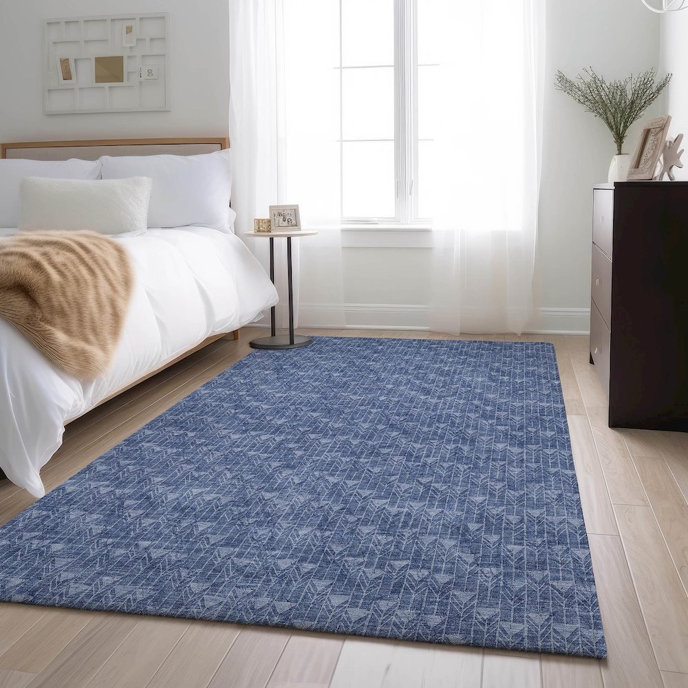 Premium Machine Washable Mayfield  Navy 9' x 12' Rug. Picture 5