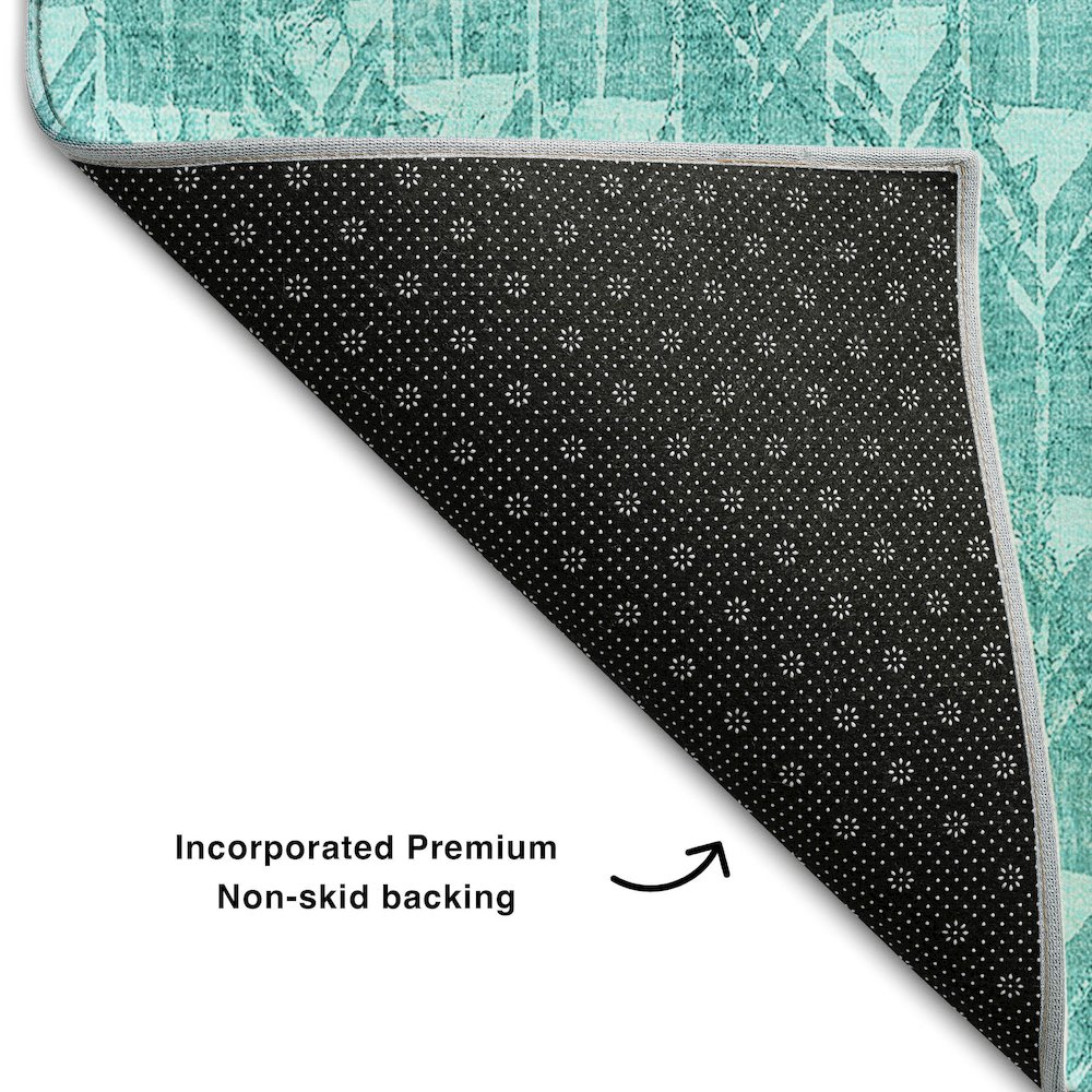 Premium Machine Washable Mayfield  Teal 5' x 7'6" Rug. Picture 2