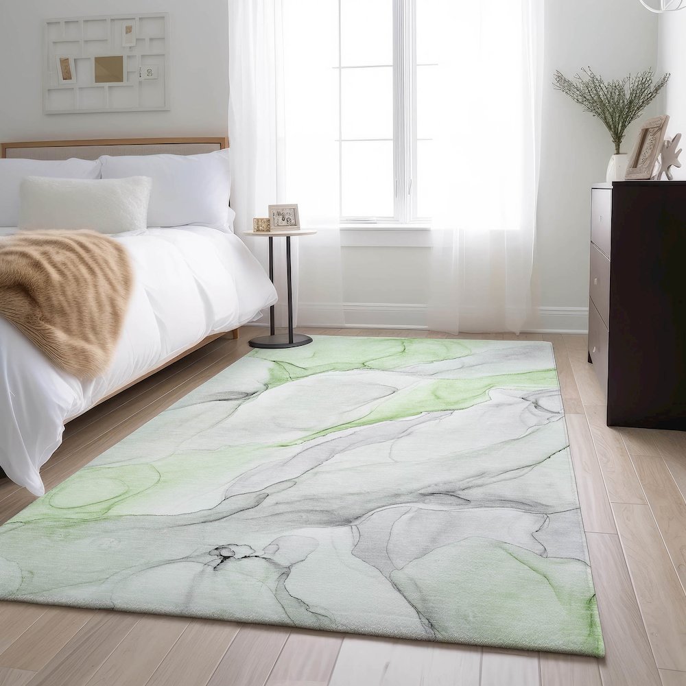 Premium Machine Washable Mayfield  Green 9' x 12' Rug. Picture 5