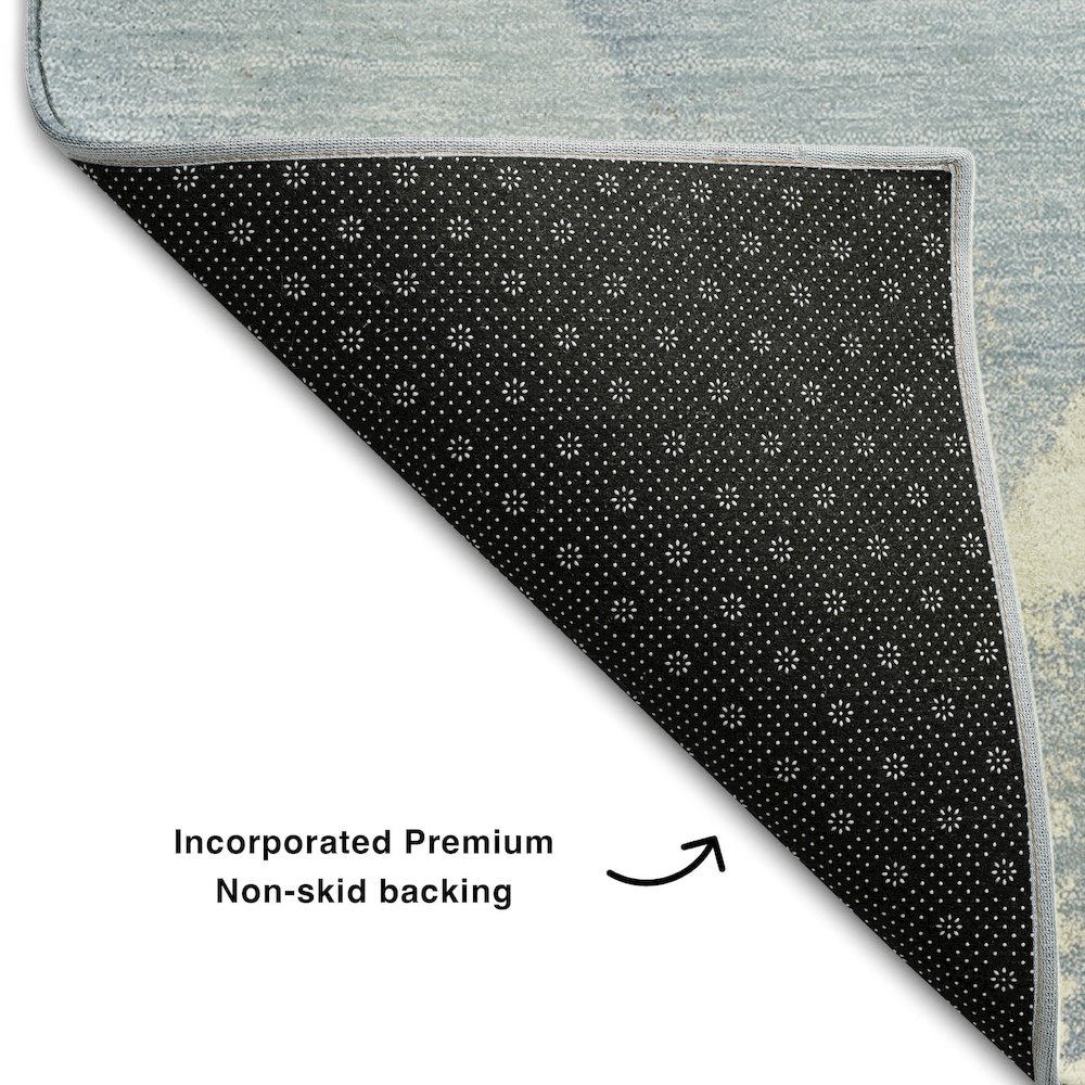 Premium Machine Washable Mayfield  Blue 5' x 7'6" Rug. Picture 2