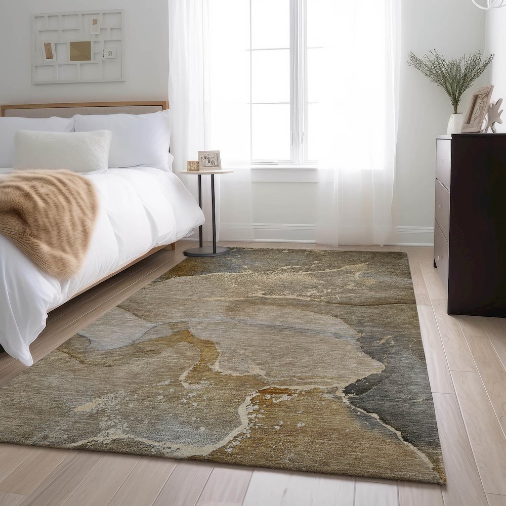 Premium Machine Washable Mayfield  Brown 9' x 12' Rug. Picture 5