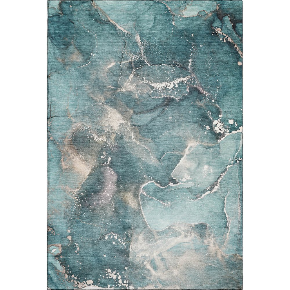 Premium Machine Washable Mayfield  Teal 9' x 12' Rug. Picture 1