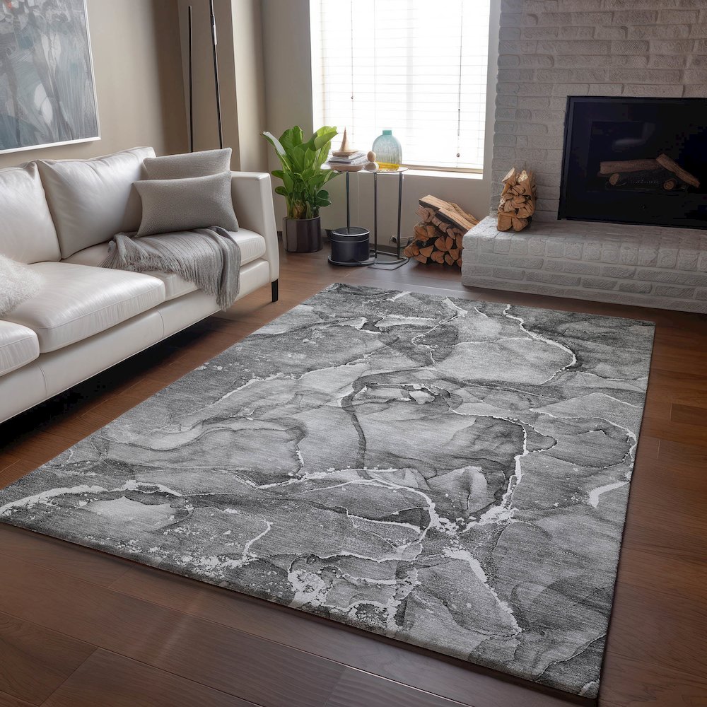 Premium Machine Washable Mayfield  Pewter 9' x 12' Rug. Picture 6