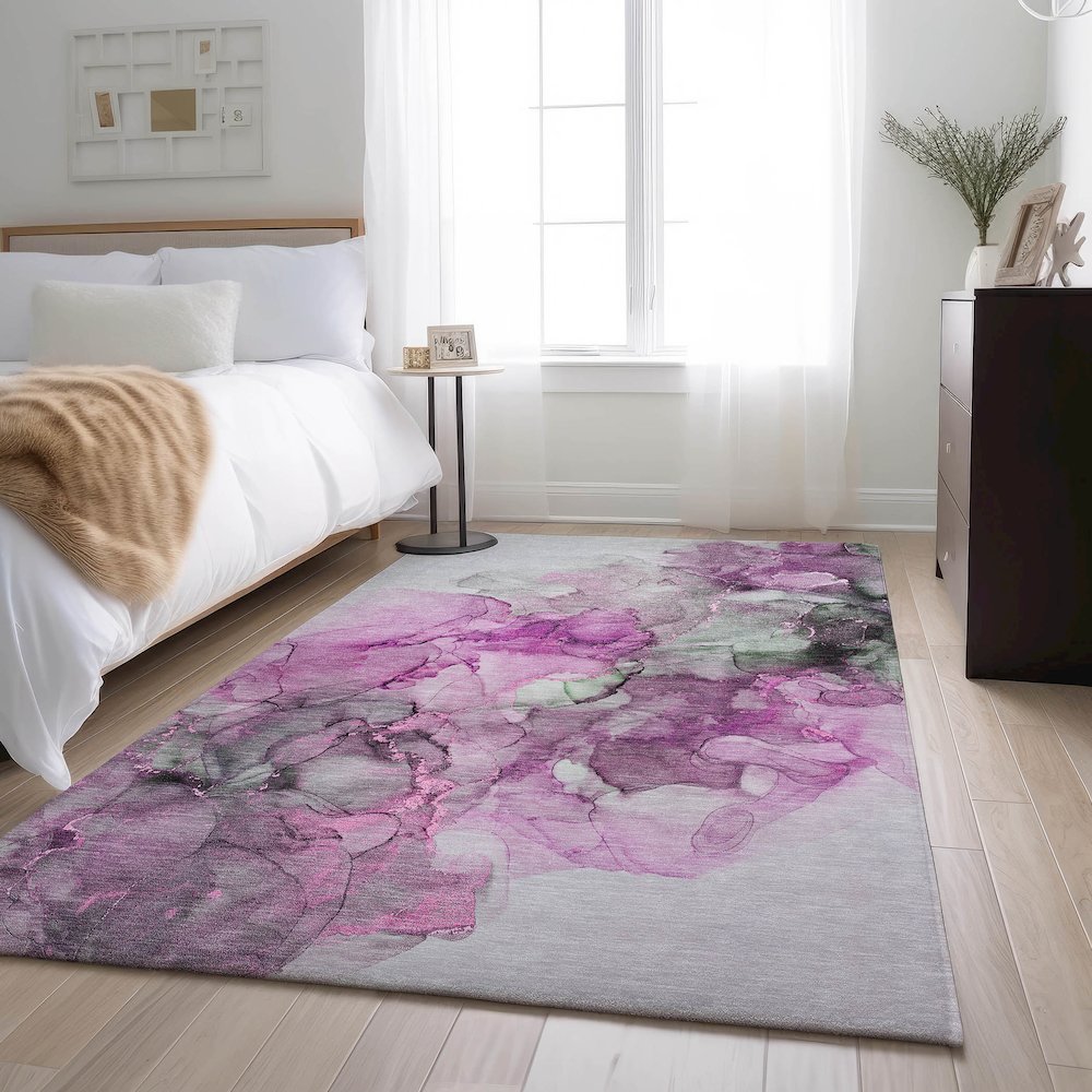 Premium Machine Washable Mayfield  Pink 9' x 12' Rug. Picture 5