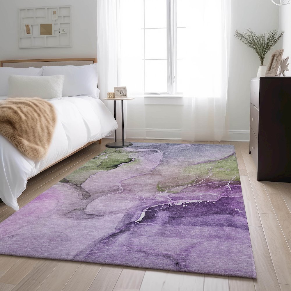 Premium Machine Washable Mayfield  Purple 9' x 12' Rug. Picture 5