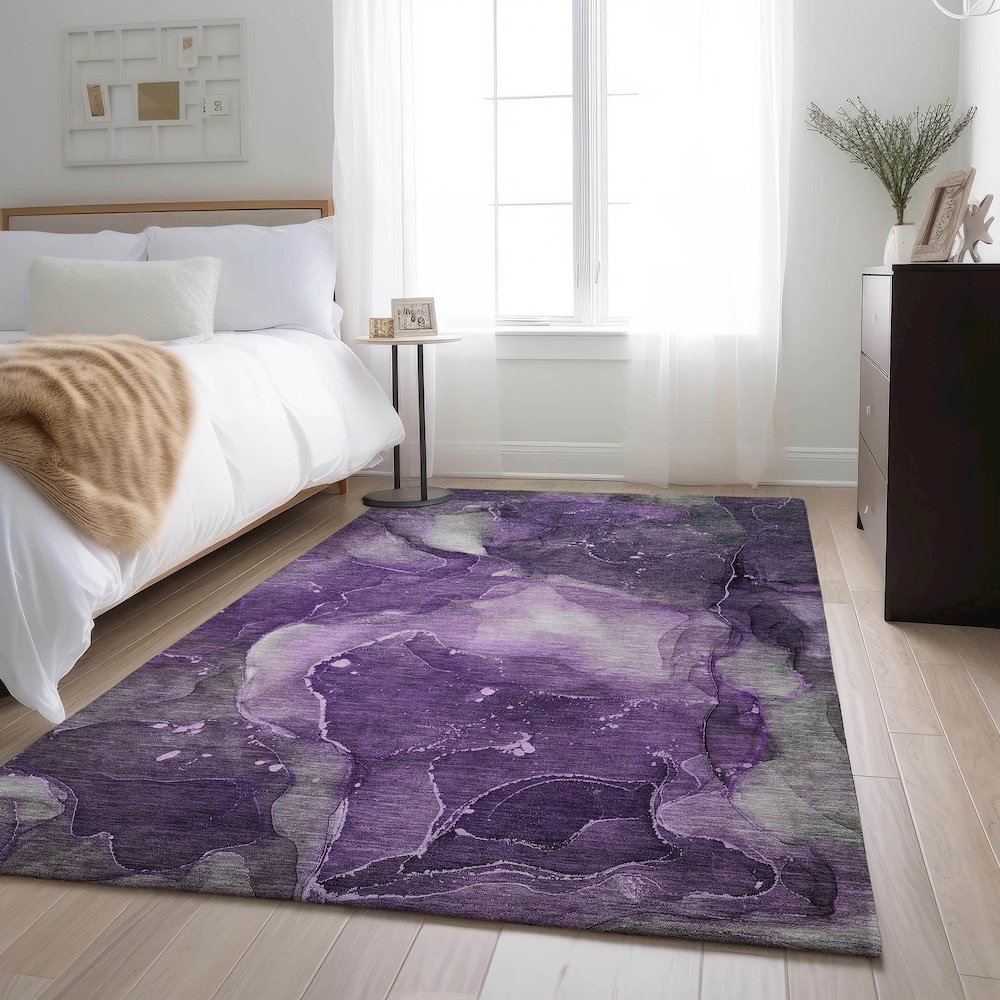 Premium Machine Washable Mayfield  Purple 9' x 12' Rug. Picture 5
