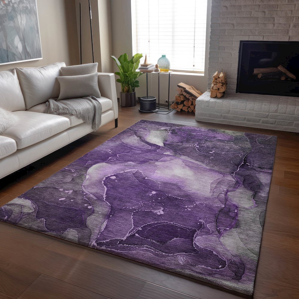 Premium Machine Washable Mayfield  Purple 9' x 12' Rug. Picture 6