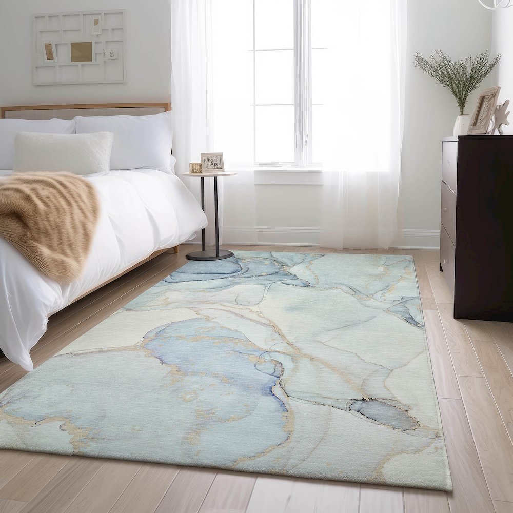 Premium Machine Washable Mayfield  Sky 9' x 12' Rug. Picture 5