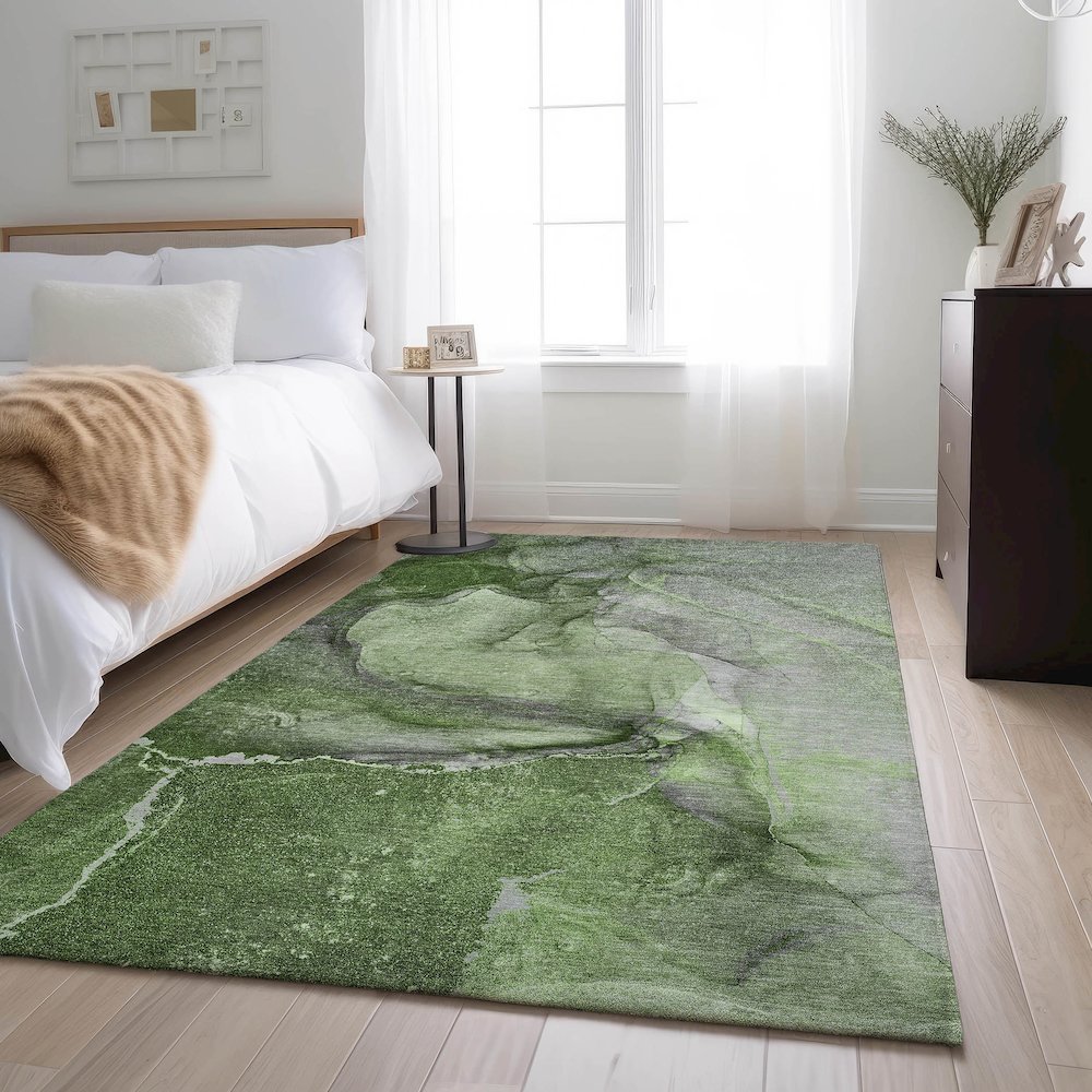 Premium Machine Washable Mayfield  Olive 9' x 12' Rug. Picture 5