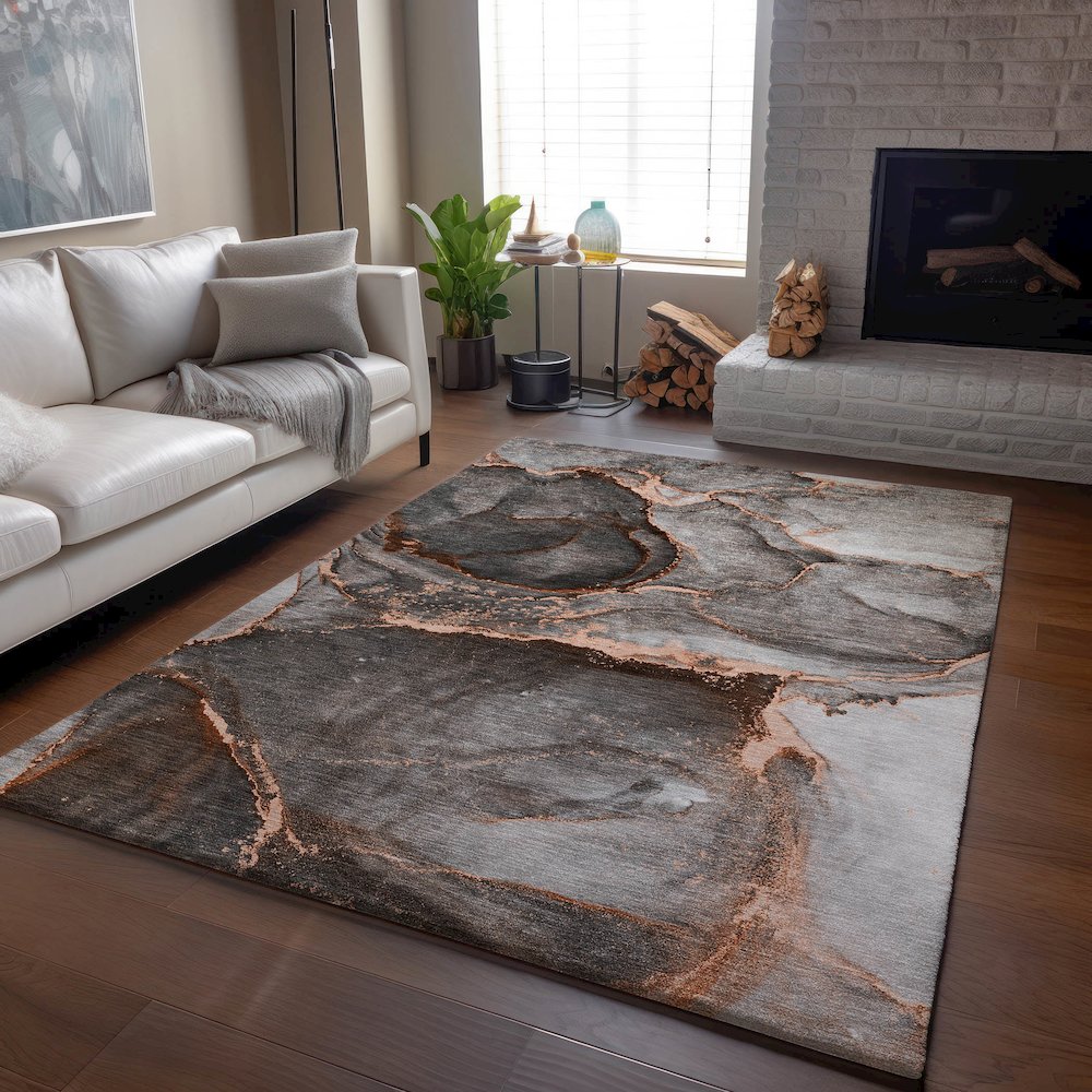 Premium Machine Washable Mayfield  Peach 9' x 12' Rug. Picture 6