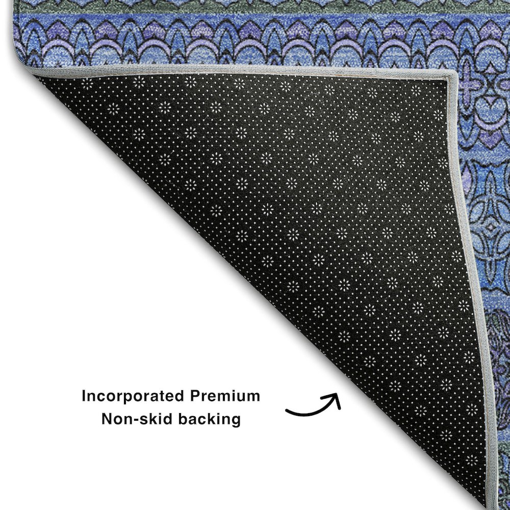 Premium Machine Washable Mayfield  Blue 5' x 7'6" Rug. Picture 2
