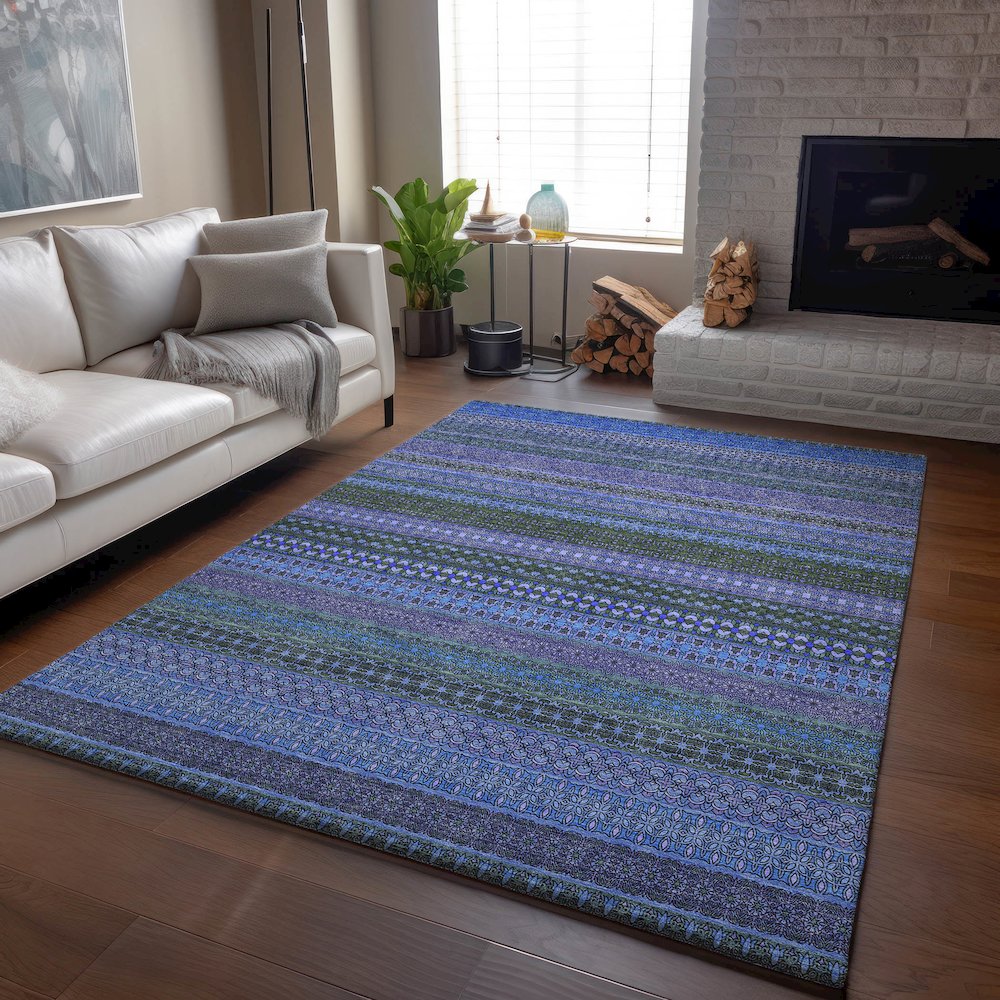 Premium Machine Washable Mayfield  Blue 9' x 12' Rug. Picture 6