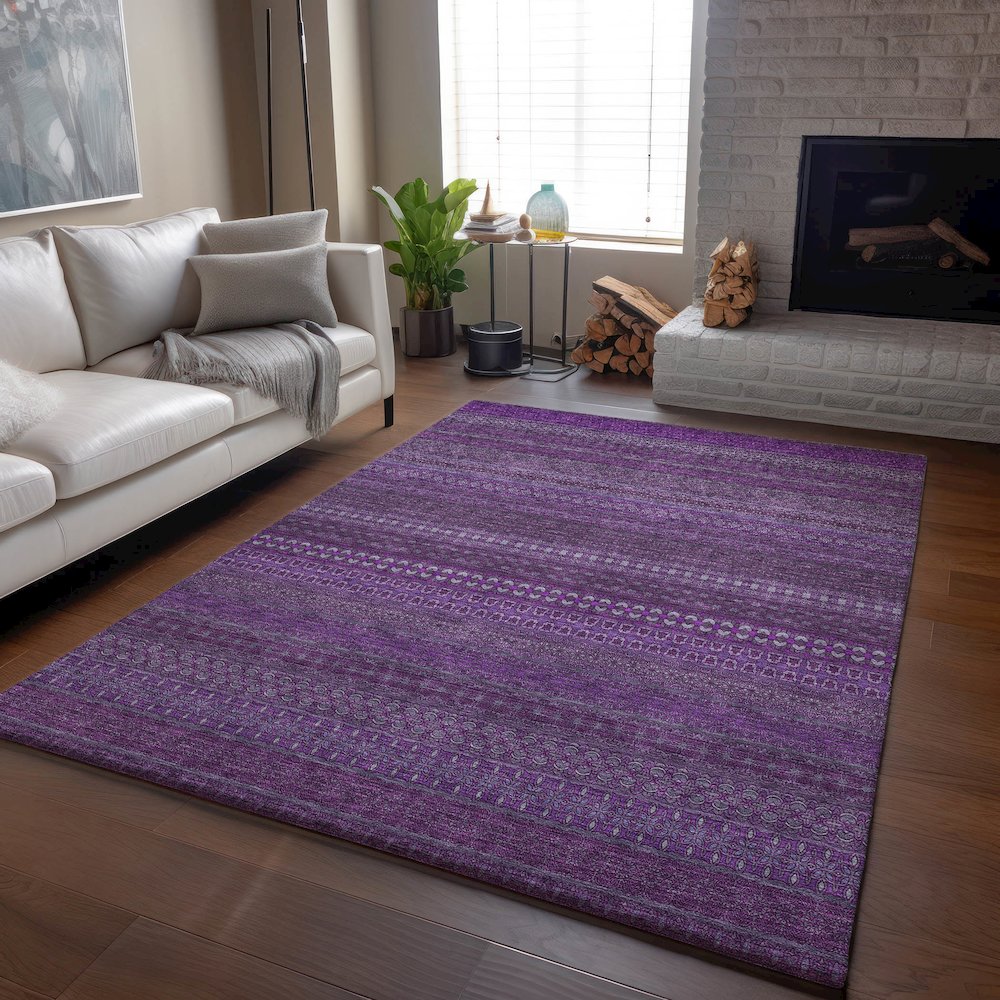 Premium Machine Washable Mayfield  Eggplant 9' x 12' Rug. Picture 6
