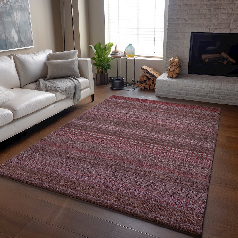 Premium Machine Washable Mayfield  Merlot 9' x 12' Rug. Picture 6