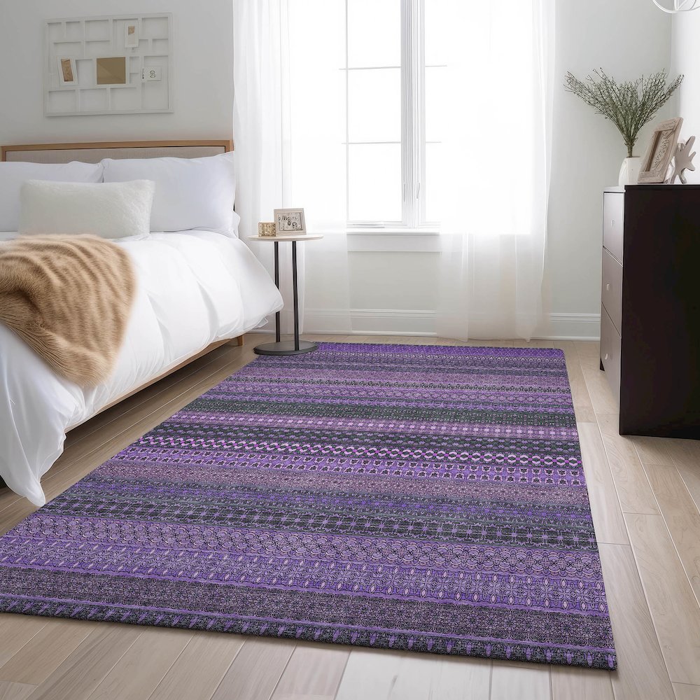 Premium Machine Washable Mayfield  Purple 9' x 12' Rug. Picture 5