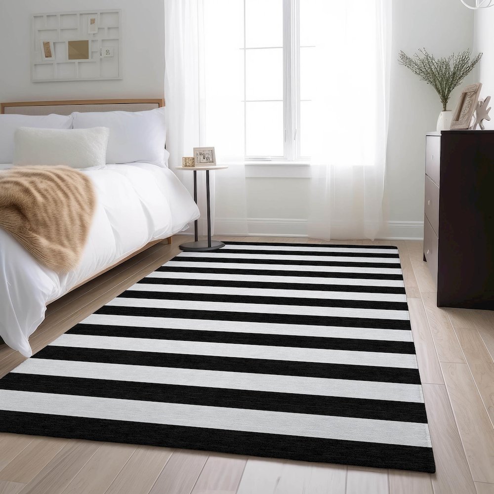 Premium Machine Washable Mayfield  Black 9' x 12' Rug. Picture 5