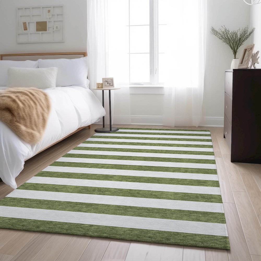 Premium Machine Washable Mayfield  Olive 9' x 12' Rug. Picture 5
