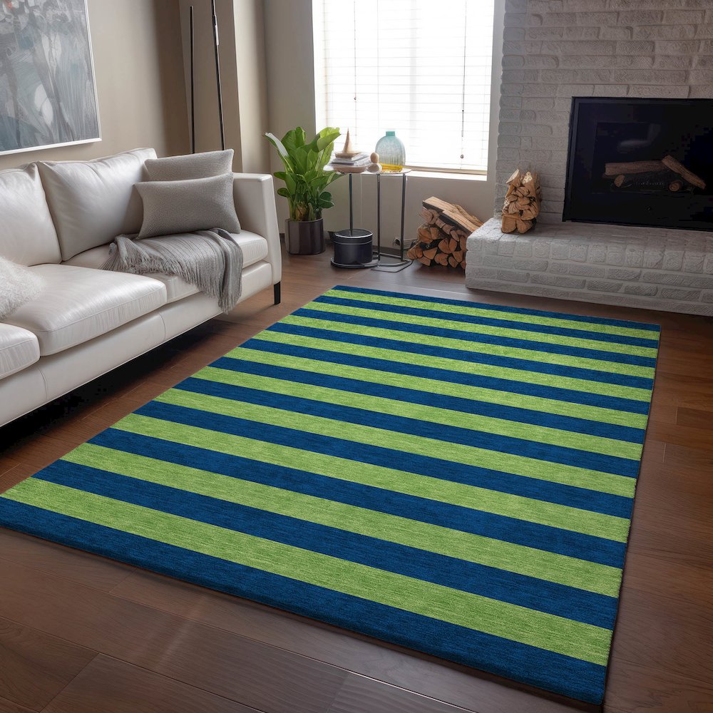 Premium Machine Washable Mayfield  Navy 9' x 12' Rug. Picture 6