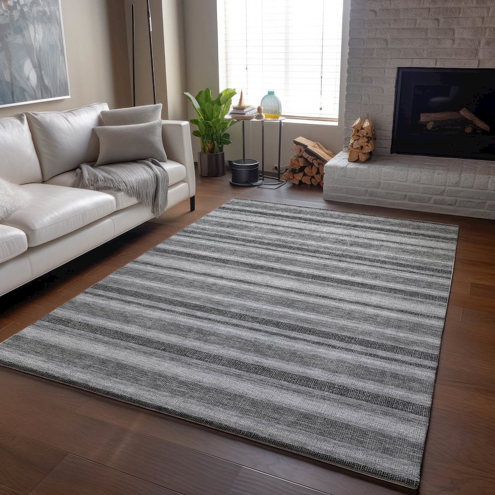 Premium Machine Washable Mayfield  Silver 9' x 12' Rug. Picture 6