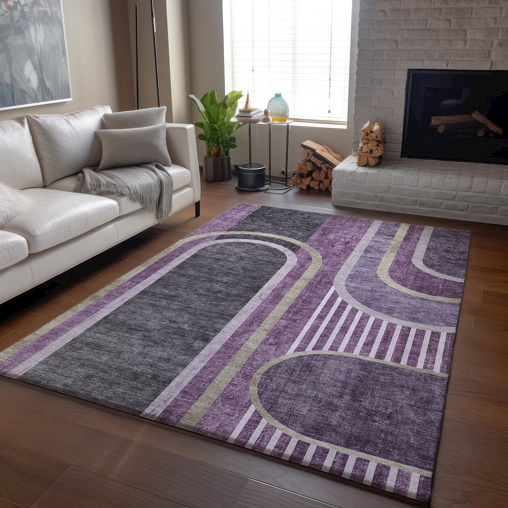 Premium Machine Washable Mayfield  Purple 9' x 12' Rug. Picture 6