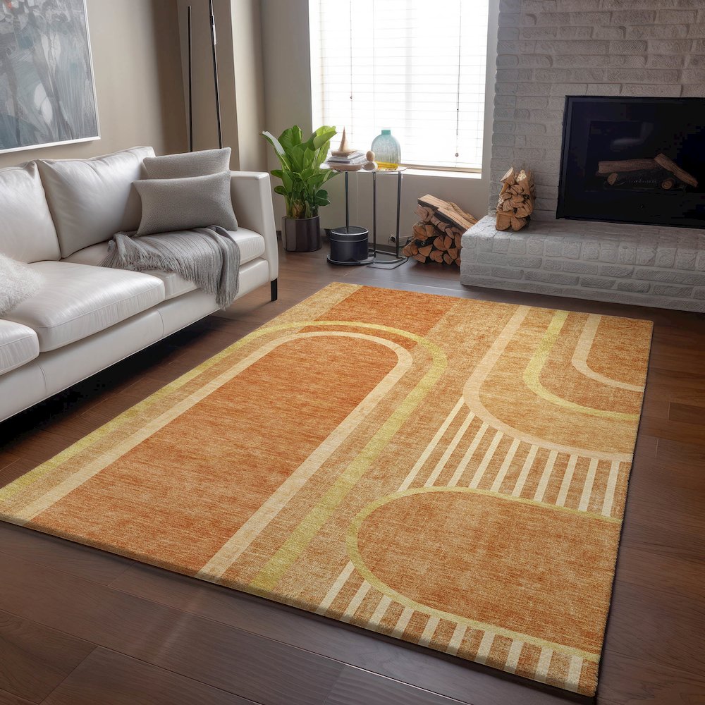 Premium Machine Washable Mayfield  Terracotta 9' x 12' Rug. Picture 6