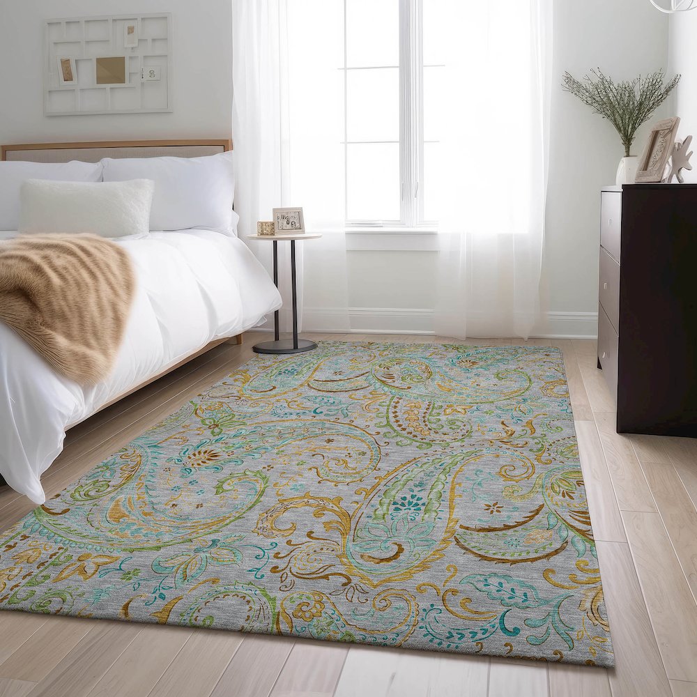 Premium Machine Washable Mayfield  Gray 9' x 12' Rug. Picture 5