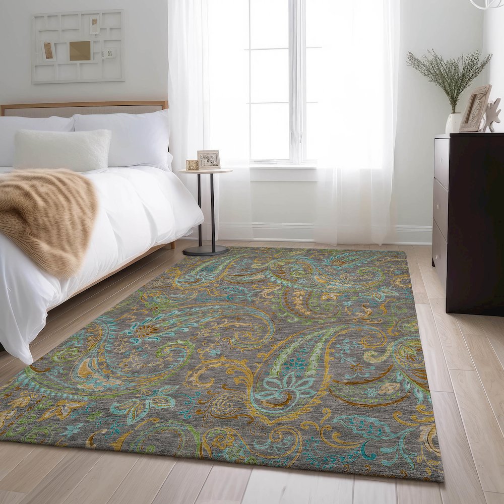 Premium Machine Washable Mayfield  Taupe 9' x 12' Rug. Picture 5