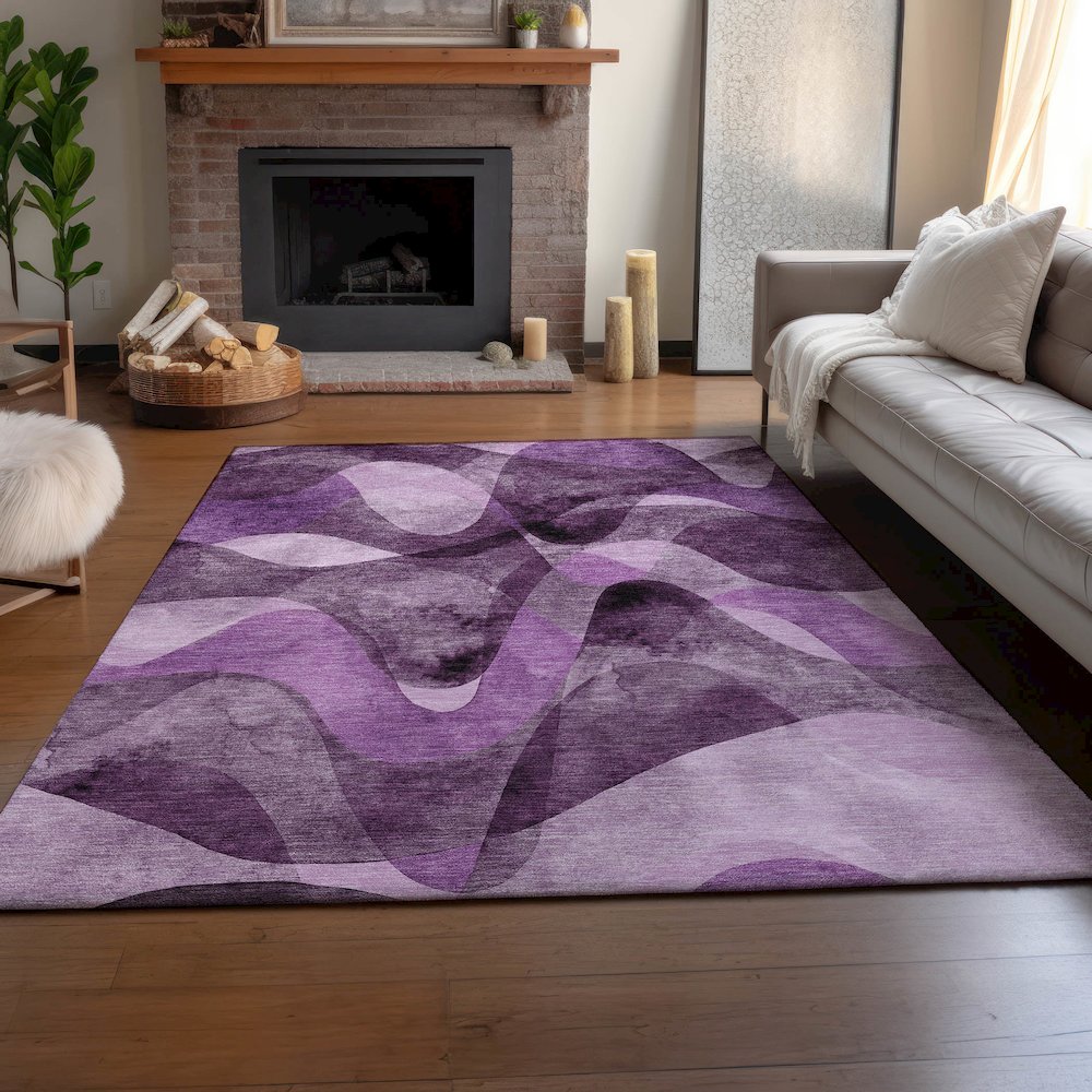 Premium Machine Washable Mayfield  Purple 9' x 12' Rug. Picture 6